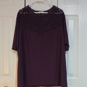 Terra & Sky Women's Purple Lace Blouse
